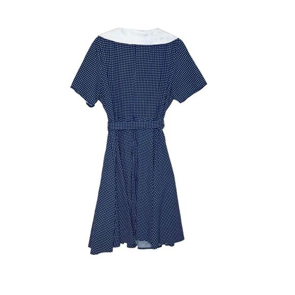 Hell Bunny Claudia 50’s Blue and White Polka Dot Fit and Flare Midi Dress 4X - Picture 4 of 9